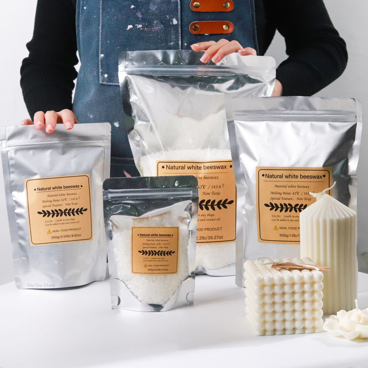 Candle Supplies Beeswax - Weißes Bienenwachs, reines natürliches körniges Duftkerzenmaterial,