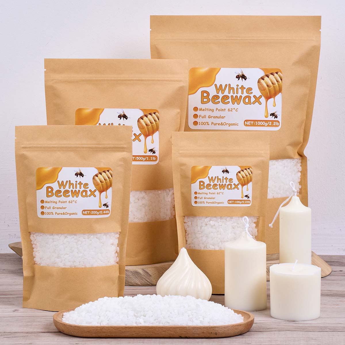 Candle Supplies Beeswax - 1000 g weißes Bienenwachs, DIY-Kerzenherstellung, Material,