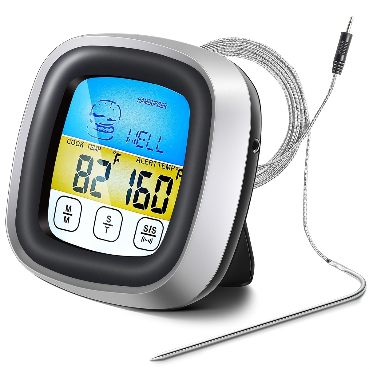 Digital Thermometer Probe - Digitales Fleischthermometer BBQ-Timer Kochutensilien Langfühler-Ofenthermometer Großes