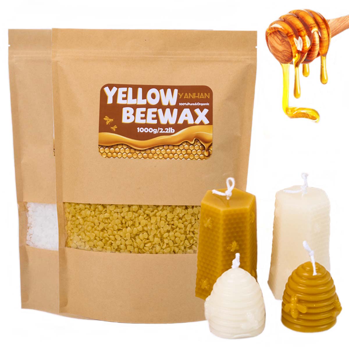 Candle Supplies Beeswax - 1000 g reines natürliches körniges weißes