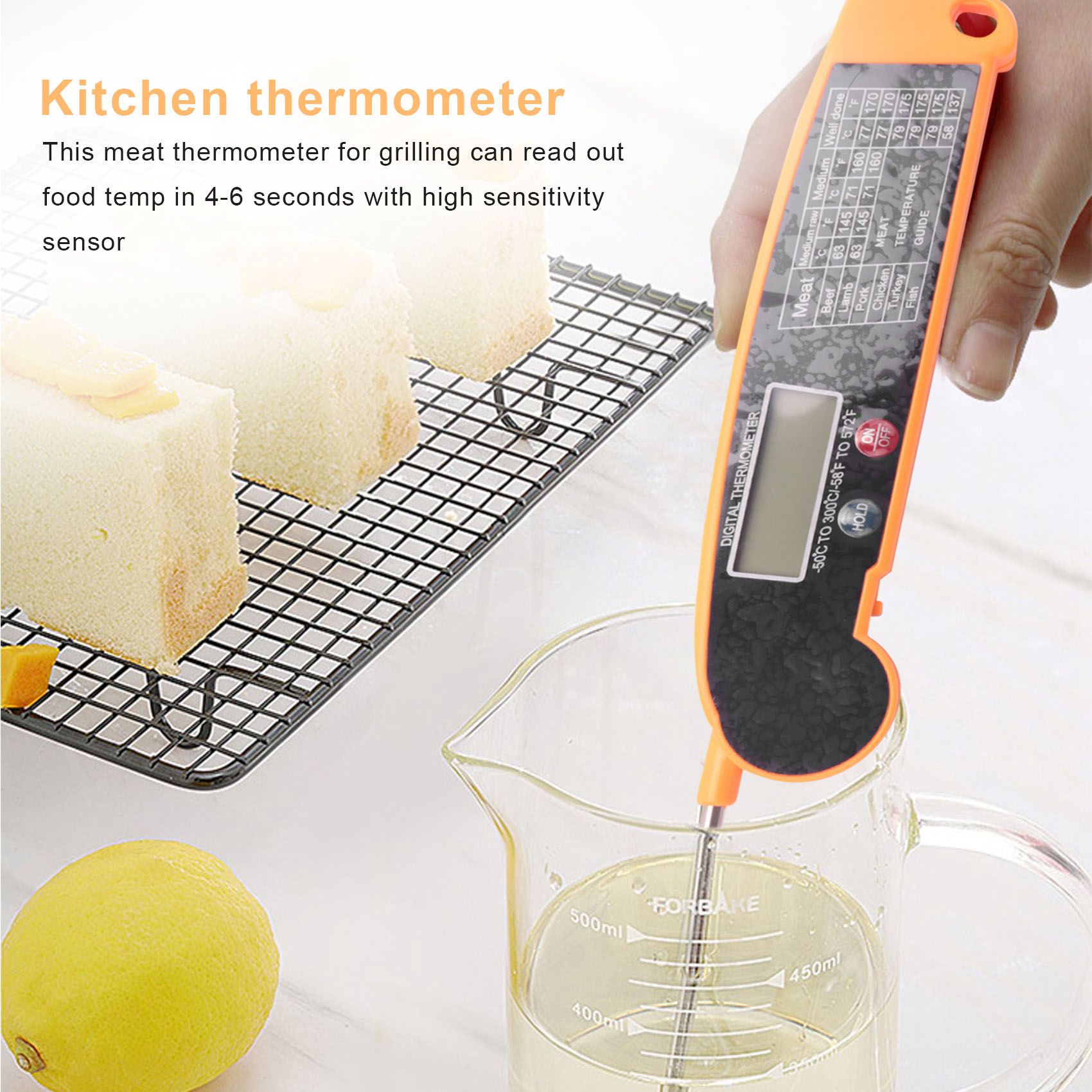 Digital Thermometer Probe - Digitales, sofort ablesbares Fleischthermometer mit hochpräzisem