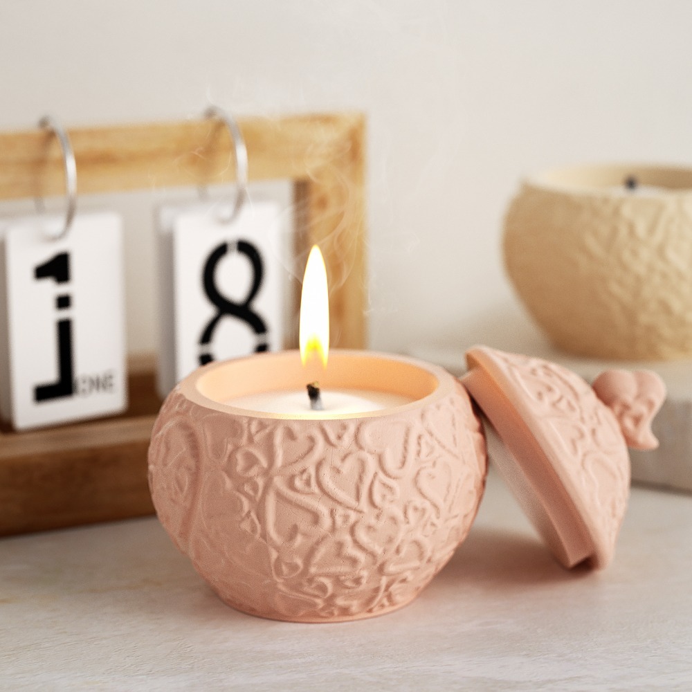 Candle Vessel Supplies - Aufbewahrungsbox mit Blumenprägung und Deckel, Silikonform,