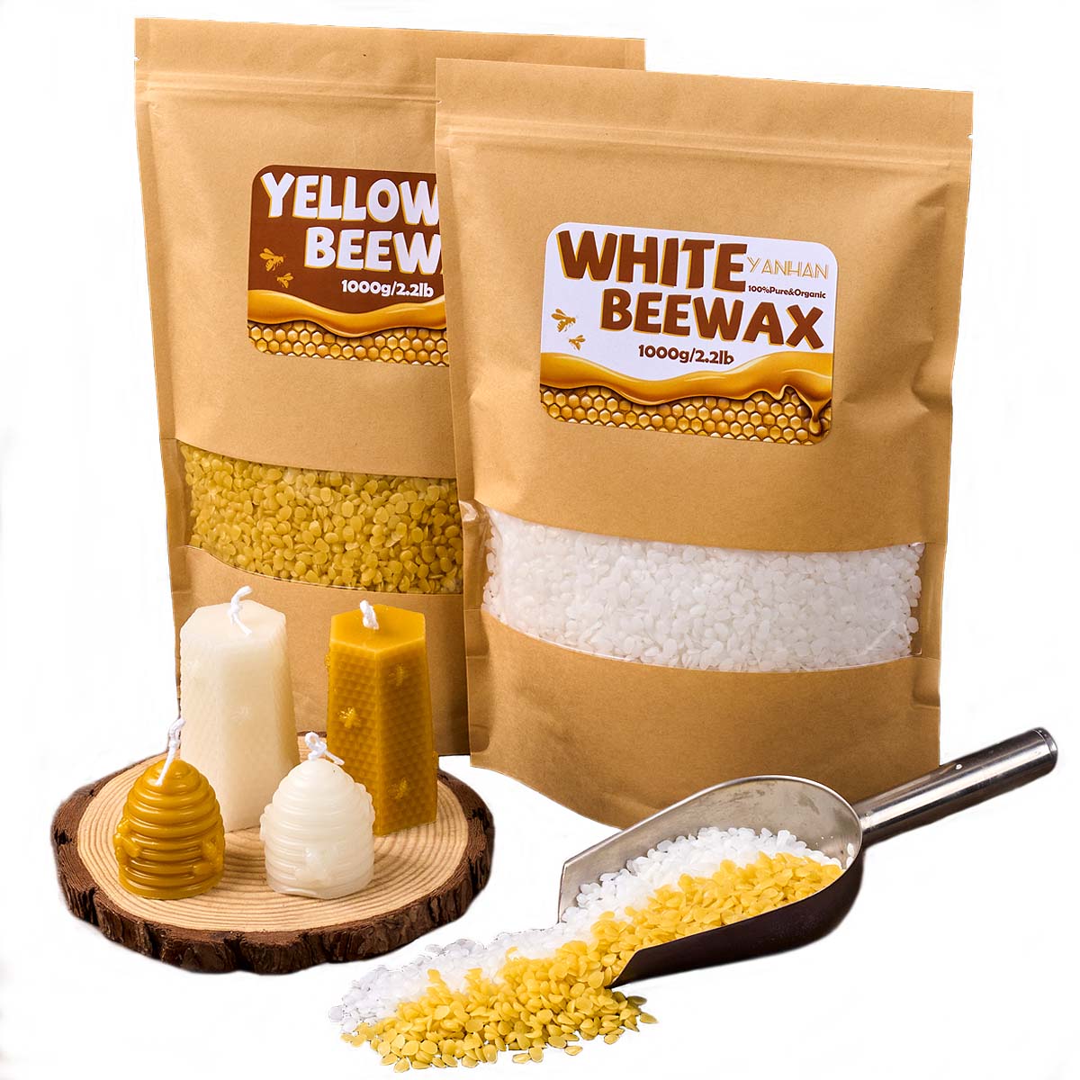 1000 g reines natürliches körn – Candle Supplies Beeswax Bewertung und Preis